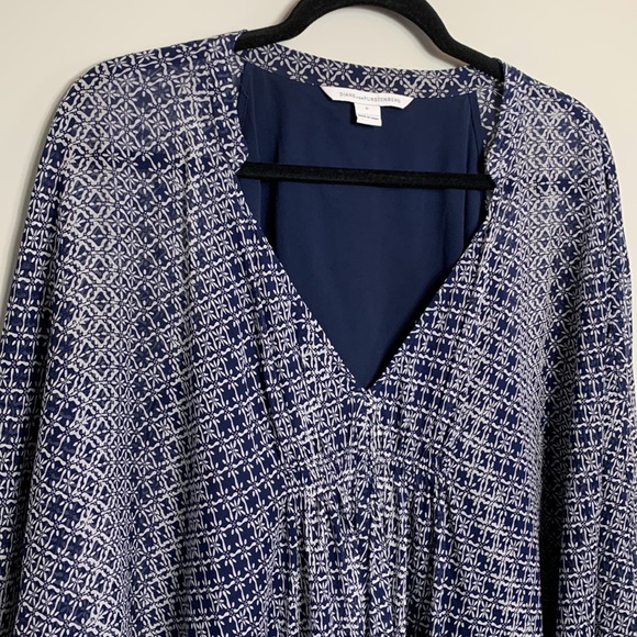 Diane Von Furstenberg Fleurette Silk Dress Navy and White Size 0 - Picture 4 of 14